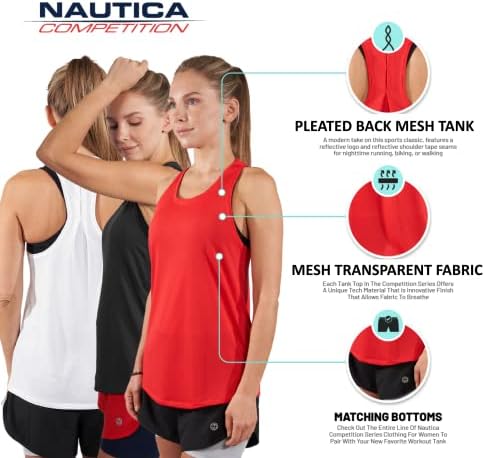 תחרות Nautica 3 גופיות אימון לחבילות לנשים אימון כושר פעיל פעיל אימון כושר תרגיל יוגה בד יבש.
