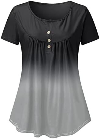 חולצת T של נשים Xiloccer נשים פלוס גודל פרחוני מודפס V צוואר צוואר שרוול קצר חולצות טקס חולצות כפתור גופיות