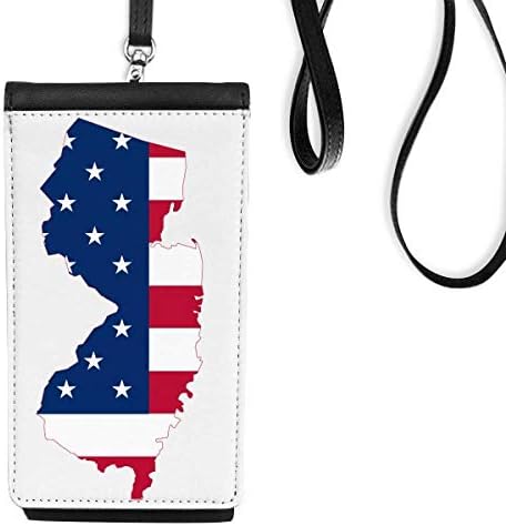 ניו ג'רזי ארהב מפה מככבת פסים צורת דגל ארנק ארנק תלייה כיס נייד כיס שחור