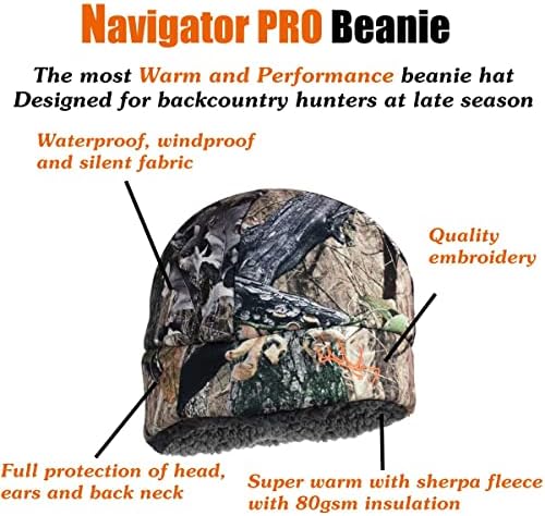 כובע כפה מבודד Edtrek Navigator Pro למזג אוויר קר - כובע ציד אחורי עמיד למים ועמיד לרוח