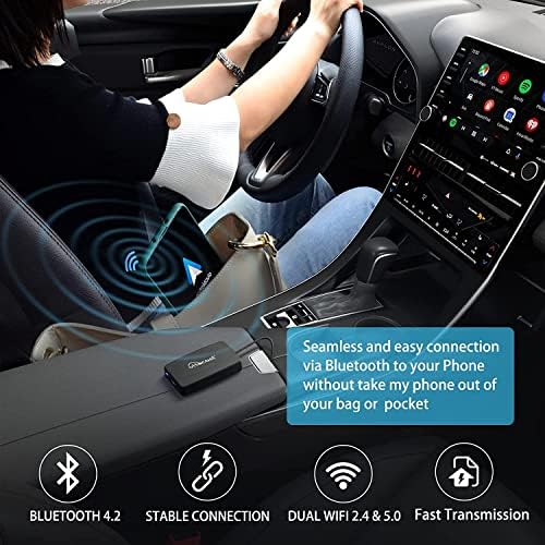 Attocast Android Auto Auto מתאם U2 -X - Carplay Wireless Android Auto Auta מתאם 2 ב -1, Plug