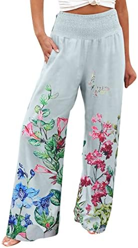 Grge Beuu's Plus Plus Size מכנסיים רופפים פעילים מכנסי כותנה בכיס גבוה מותניים חוף חוף תחתון מכנסי טרקלין רחבים