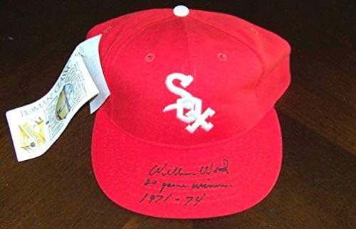 מְכִירָה! Wilbur Wood חתום על כובע בייסבול כובע בייסבול JSA בית מכירה פומבית LOA! - כובעי חתימה