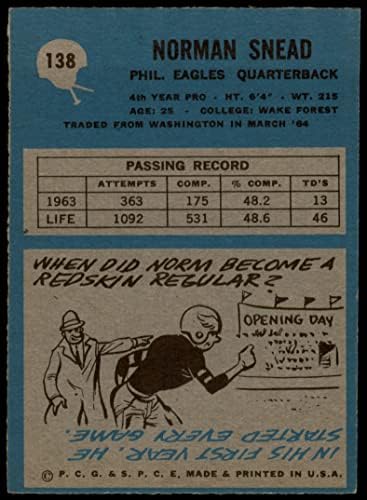 1964 פילדלפיה 138 נורם סניד פילדלפיה נשרים VG/Ex Eagles Forest Wake Forest
