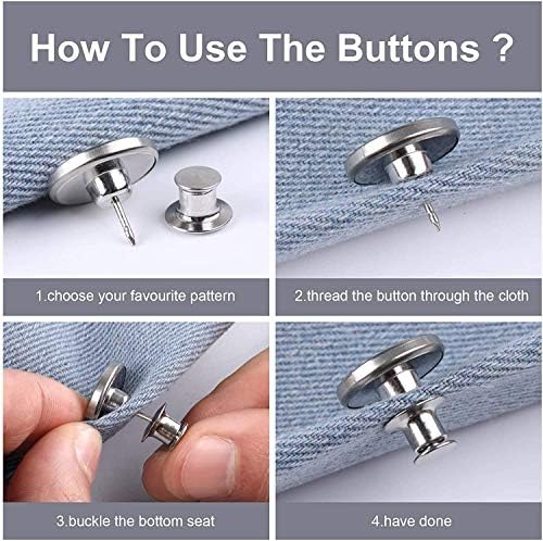 16 סיכות כפתור PCS לג'ינס, מכנסיים כפתור מכנסיים כפתורים מיידיים כפתור ג'ין למכנסיים ג'ינס אופנה