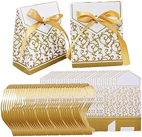 10 יחידות זהב כסף נייר סוכריות תיבת מתנה לחתונה אריזת קופסות צד טובה עבור תינוק מקלחת יום הולדת