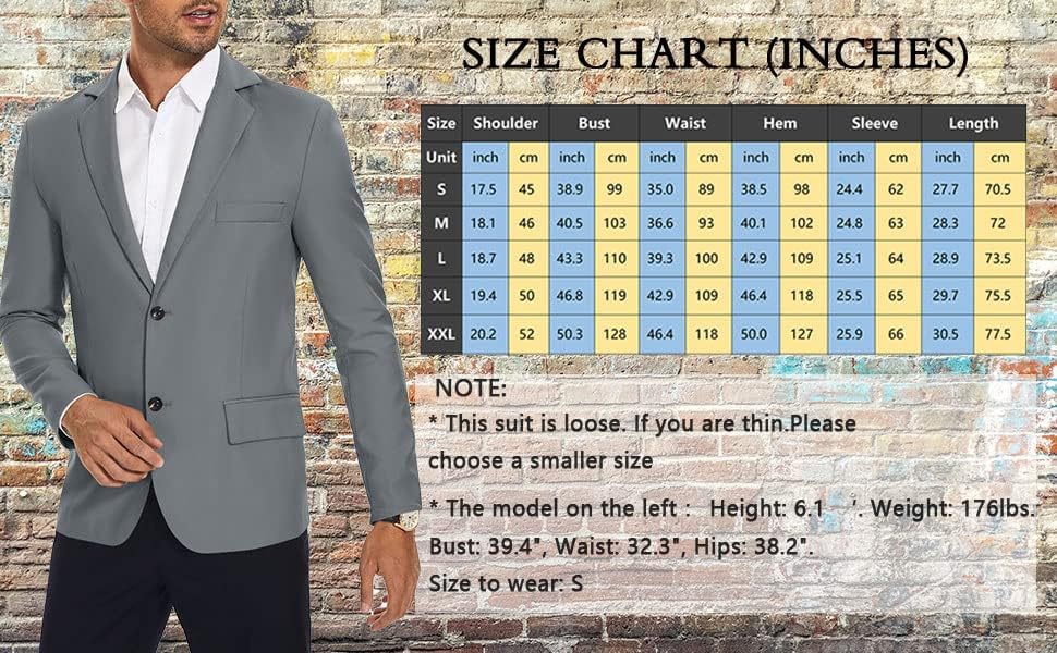 Syot Mens Blazer Blazer Fit With שני מעילי כפתור