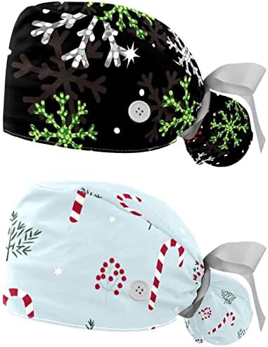 2 חבילות כובעי עבודה עם רצועת זיעה לנשים, אלמנט חג המולד אדום קישוטי חג המולד שמח קוטב קוקו קוקו