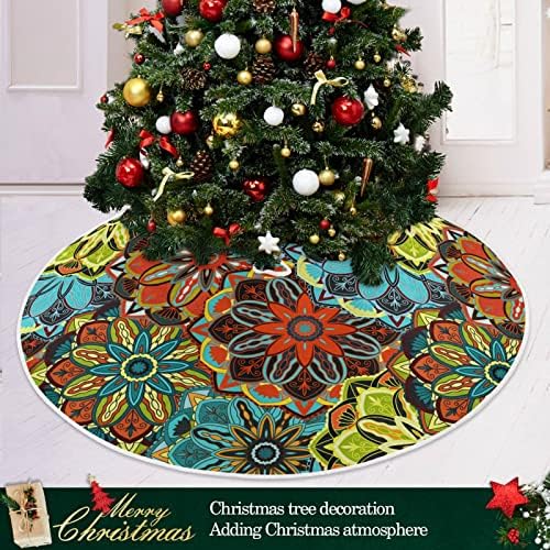 Oarencol Mandala Boho Florals חצאית עץ חג המולד 36 אינץ 'אינץ' בוהמי פייזלי פרח חג המולד חג המולד קישוטי