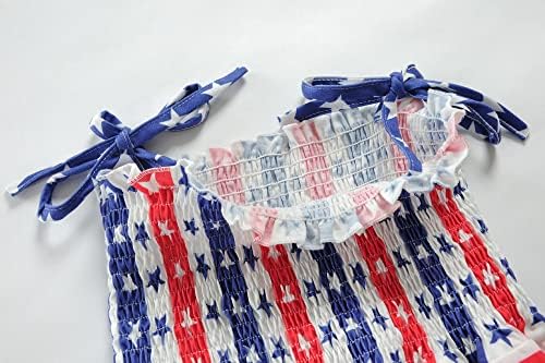 מבושל בנות פעוטות של אוללה רצועות רצועות 4 ביולי שמלת דגל אמריקאי כוכבים מפוספסים יום עצמאות יום עצמאות תלבושות