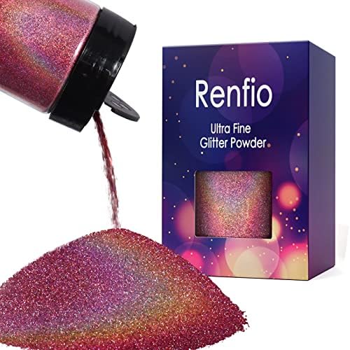 אבקת נצנצים עדינה של Renfio Iridescent, 5.65 גרם 160 גרם שרף מתכתית מתכת נצנצים פתיתים מחמד מלאכת