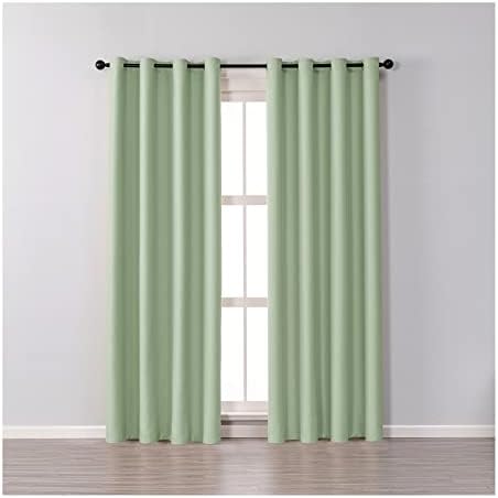 וילונות חדר שינה של דיסאר 2 לוחות אפלים, וילונות מטה פוליאסטר בצבע מוצק ירוק וילונות חלון וילונות 42