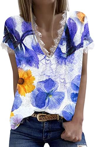 יסודות חולצת שרוול ארוך נשים נשים אלגנטיות V וינטג 'תחרה טוניקה T פרחים מודפסים טי מדי יום חולצות טי טי.