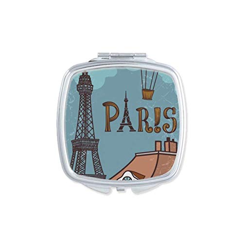 פריז אש בלון צרפת אייפל מגדל מראה נייד קומפקטי כיס איפור כפול צדדי זכוכית