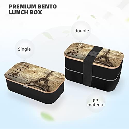 Allgobee Bento Boxo Box Vintage-Paris-Retro קופסת ארוחת צהריים עם סכום סט 40oz Bento Bento Box