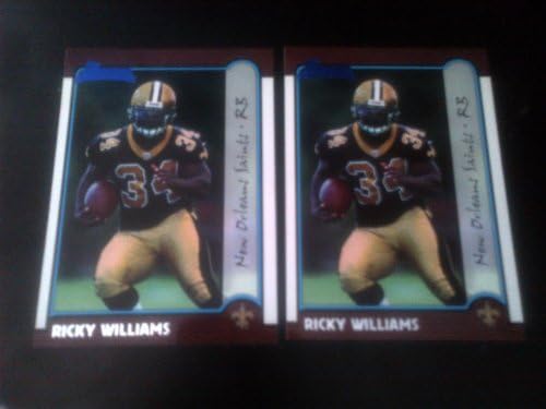 הרבה כרטיסי טירון של באומן של 2999 של ריקי וויליאמס! צורה נהדרת! קדושים בניו אורלינס