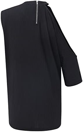 אופנה מזדמן קיץ של נשים בצבע אחיד צוואר סקסי ללא שרוולים מחוץ לכתף רוכסן גב רופף חולצה למעלה