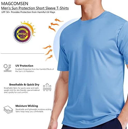 חולצת טריקו עם שרוול קצר של Magcomsen גברים מהיר יבש UPF 50+ אימון ספורטאי אימון דיג דיג טיול טיי חולצות