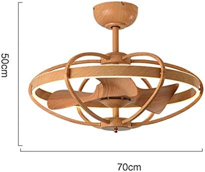 מנורה דפוס עץ מודרני מאוורר תקרה עם נברשת LED בהירה שלט רחוק
