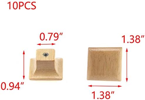 T טולד ידיות דלת עץ ריהוט גרעיני עץ טבעי משוך ידיות 1.38 x1.38 x0.94 מגרש מרובע ידיות על ידיות ארון חומרה 10