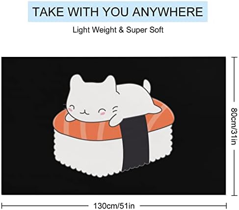 Kawaii Sushi Cat מגבות חוף לטיולים מגבת יבשה מהירה לשחיינים הוכחת חול מגבות חוף לגברים נשים