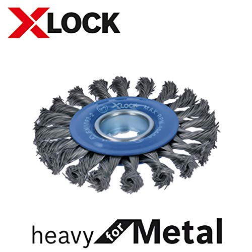 Bosch X-Lock 2608620731 מברשת תיל, קוטר 4.5 אינץ ', צורה משופעת, ברזל 0.02 אינץ' טוויסט, 1 חתיכה