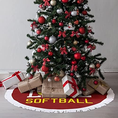 Live Love Softball עץ חג המולד מחצלת עץ עץ עץ עץ עץ עם גדילים לקישוט חג המולד של מסיבת חג 48 x48