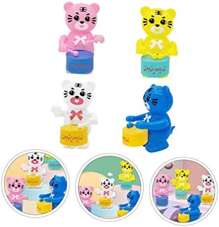 טוינדונה 4 יחידים מתפתלים צעצועי אמבטיה מתופפים לתינוקות לתינוקות למידה מוקדמת שעון שעון שעון דקורטיבי שעון טייגר