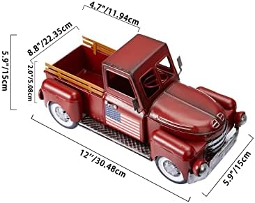 בציר אדום משאית חג המולד דקור, חווה מתכת משאיות עציץ, דקורטיבי אמריקנה שולחן אחסון,פטריוטית מרכזי שולחן קישוטים