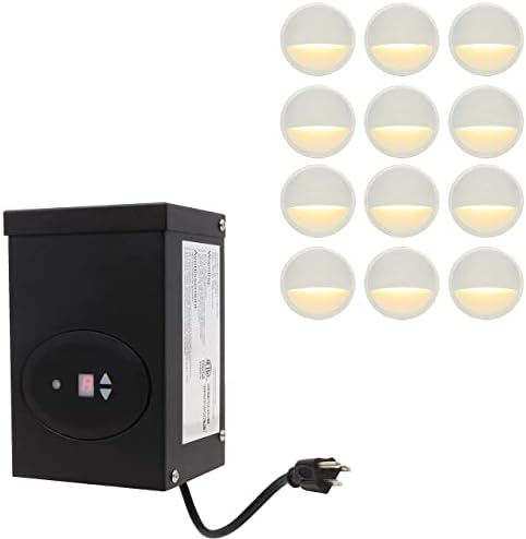 ערכת אורות סיפון לבן של Gkoled מתח נמוך, שנאי 120 וולט עם אורות סיפון לבנים של 12 יחידות